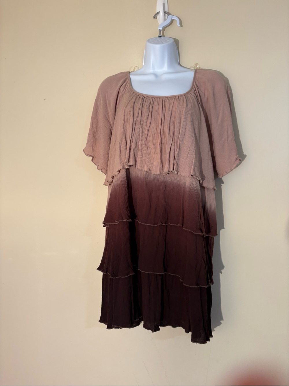 #Western Top #Earthy Ombre Ruffled.Prarie Soft Taupe to Chocolate!#boho #concert